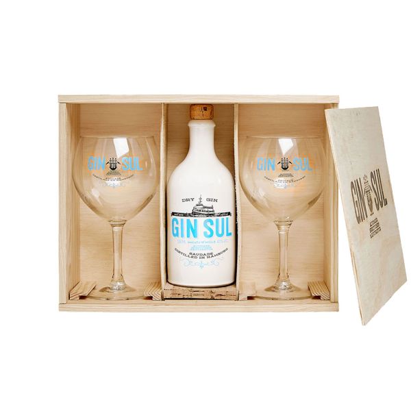 Gin Sul & Gläser Set in der Holzbox